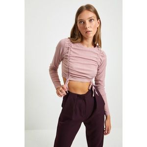 Trendyol Dried Rose Crop Pleated Crepe Knitted Blouse vyobraziť