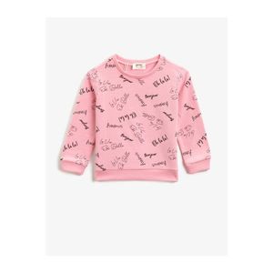 Koton Girl's Pink Crew Neck Long Sleeve Sweatshirt vyobraziť