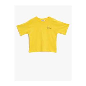 Koton Girl's Yellow Printed T-Shirt Crew Neck Short Sleeve Cotton vyobraziť