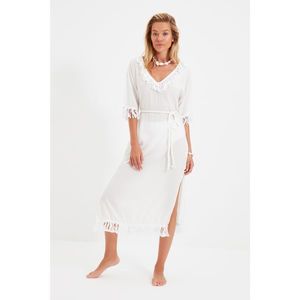 Trendyol White Tassel Detailed Beach Dress vyobraziť