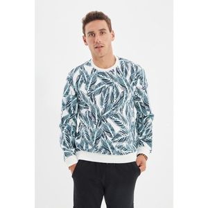 Trendyol Ecru Men Regular Fit Crew Neck Tropical Printed Sweatshirt vyobraziť