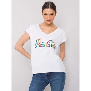 White t-shirt with a colorful print vyobraziť