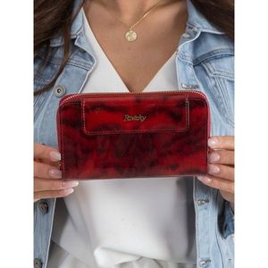 Women's red leather wallet with an animal motif vyobraziť