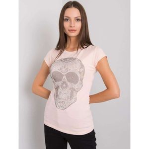 Light pink women's t-shirt with a skull vyobraziť