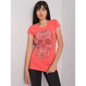 Women's coral t-shirt with a skull vyobraziť