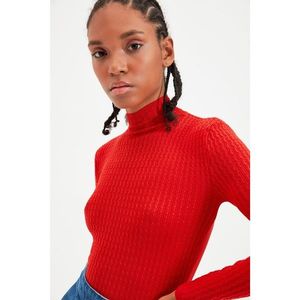 Trendyol Red High Collar Crop Knitwear Sweater vyobraziť