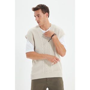 Trendyol Beige Men Regular Fit V Neck Hair Knit Sweater Sweater vyobraziť