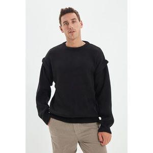 Trendyol Black Men's Oversize Crew Neck Sweater vyobraziť