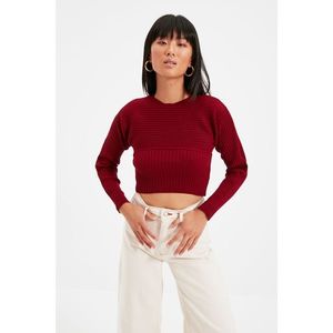 Trendyol Claret Red Crop Knitwear Blouse Sweater Suit vyobraziť