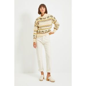 Trendyol Beige Jacquard Turtleneck Knitwear Sweater vyobraziť