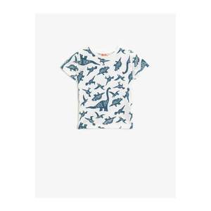 Koton Boys Ecru Printed Short Sleeve Cotton T-Shirt vyobraziť