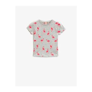 Koton Baby Girl Gray Printed Cotton Short Sleeve Crew Neck T-Shirt vyobraziť