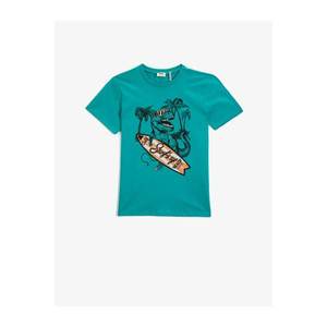 Koton Boy Green Printed Short Sleeve Cotton Crew Neck T-shirt vyobraziť