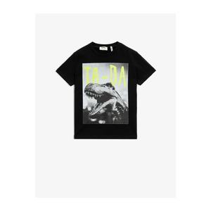 Koton Boy Black Dinosaur Printed Crew Neck T-Shirt vyobraziť