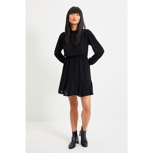 Trendyol Black Stand Up Collar Ruffle Detailed Dress vyobraziť