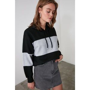 Trendyol Black Block Hooded Knitted Sweatshirt vyobraziť