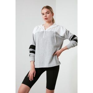 Trendyol Gray Hoodie Sports Sweatshirt vyobraziť