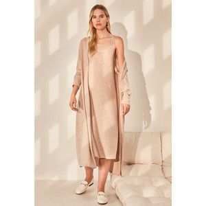 Trendyol Beige Soft Knitted 2-Piece Suit vyobraziť