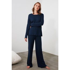Trendyol Navy Blue Camisole Knitted Pajamas Set vyobraziť