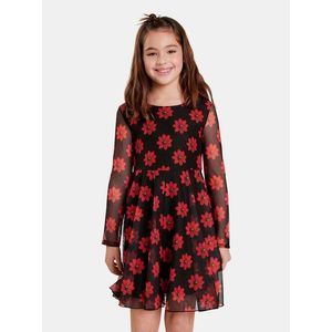 Červeno-čierne dievčenské kvetované šaty Desigual Alicia vyobraziť