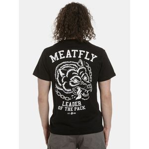 Čierne pánske tričko s potlačou na chrbte Meatfly Leader vyobraziť