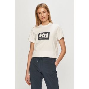 Bavlnené tričko Helly Hansen 53285-096, biela farba, s potlačou vyobraziť