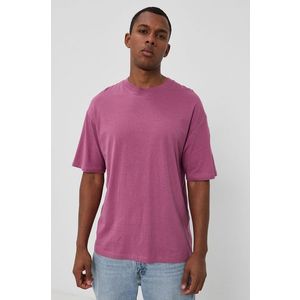 Bavlnené tričko Jack & Jones ružová farba, jednofarebné vyobraziť
