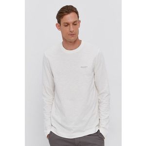 Bavlnené tričko s dlhým rukávom Marc O'Polo biela farba, jednofarebné vyobraziť