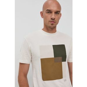 Bavlnené tričko Premium by Jack&Jones krémová farba, s potlačou vyobraziť