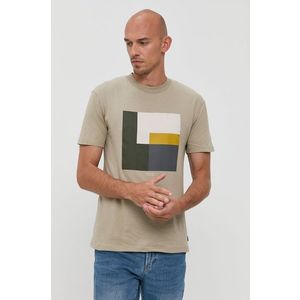 Bavlnené tričko Premium by Jack&Jones béžová farba, s potlačou vyobraziť