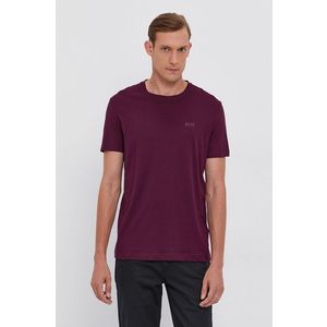Bavlnené tričko Boss fialová farba, jednofarebné vyobraziť