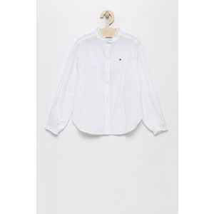 Detská bavlnená košeľa Tommy Hilfiger biela farba vyobraziť