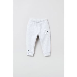 Detské nohavice OVS šedá farba, s nášivkou vyobraziť