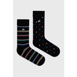 Ponožky United Colors of Benetton (2-pack) pánske, čierna farba vyobraziť