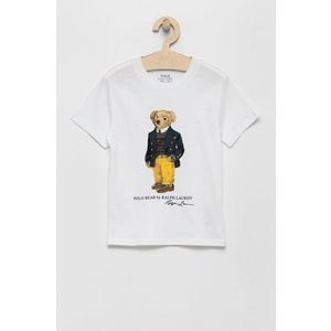 Detské bavlnené tričko Polo Ralph Lauren biela farba, s potlačou vyobraziť