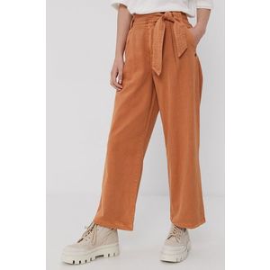 Nohavice Roxy dámske, oranžová farba, široké, vysoký pás vyobraziť