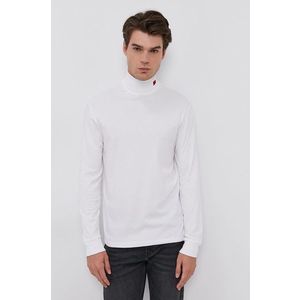Tričko s dlhým rukávom Hugo pánske, biela farba, jednofarebné vyobraziť
