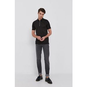 Bavlnené polo tričko Hugo čierna farba, jednofarebné vyobraziť