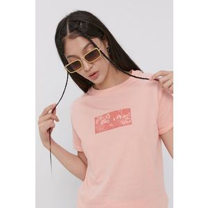 Bavlnené tričko Roxy ružová farba vyobraziť