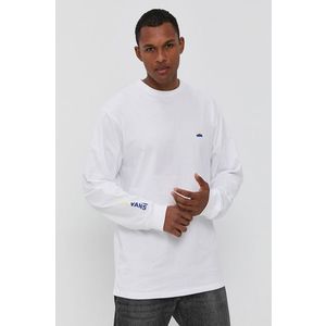 Bavlnené tričko s dlhým rukávom Vans biela farba, s potlačou vyobraziť