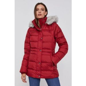 Páperová bunda Tommy Hilfiger dámska, červená farba, zimná vyobraziť