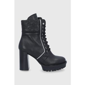 Kožené členkové topánky Karl Lagerfeld Voyage IV dámske, čierna farba, na podpätku vyobraziť