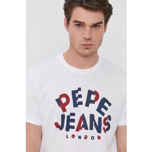 Bavlnené tričko Pepe Jeans Raphael biela farba, s potlačou vyobraziť