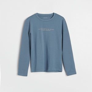 Reserved - Bavlnená košeľa s potlačou - Modrá vyobraziť