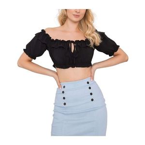 čierny dámsky crop top s volánmi vyobraziť