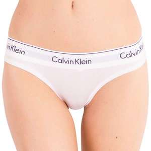 Calvin Klein biele tangá s bielou širokou gumou Thong Strings vyobraziť