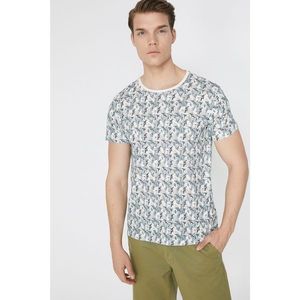 Koton Men's Grey Bike Collar Short Sleeve T-Shirt vyobraziť
