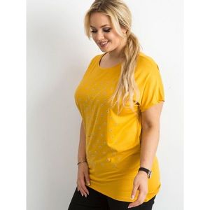 Yellow PLUS SIZE T-shirt with applications vyobraziť