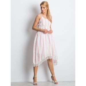 Asymmetric white and pink striped dress vyobraziť