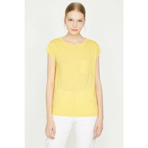 Koton Women's Yellow Short Sleeve Bike Collar T-Shirt vyobraziť